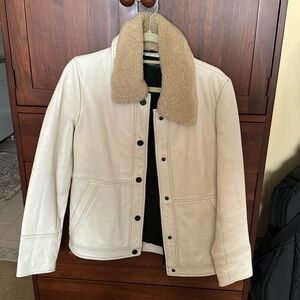Kenneth Cole black label cream leather jacket